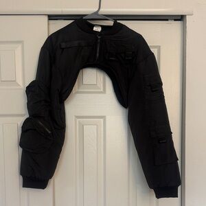 iHeartRaves Black Cropped Bomber Shrug Jacket